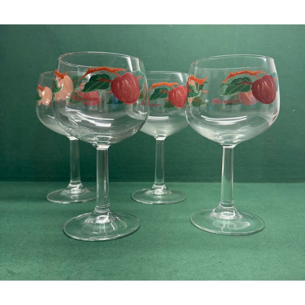Vintage Franciscan Wine Glasses hand painted Apples